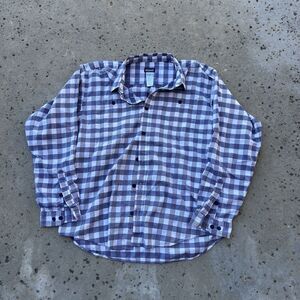 Patagonia Men's Plaid Organic Cotton white blue Flannel Button-Up Long Sleeve L